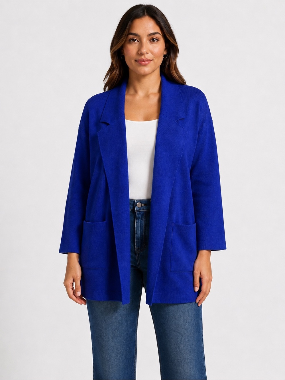 Chico’s Royal Blue Open Front Cotton Cardigan Jacket Size 3 (XL)